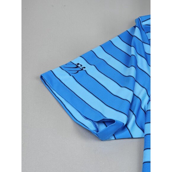 Under Armour Golf Polo Shirt Mens 2XL Heat Gear Striped‎ Blue Loose Fit Stretch. - Picture 5 of 8
